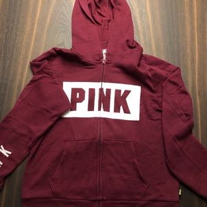 PINK Maroon zip up sweatshirt